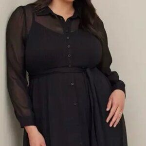Torrid Black Chiffon dress with slip SIZE 2